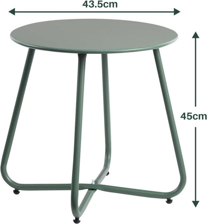 Kleiner Runder Outdoor Gartentisch Metall Grün wetterfest