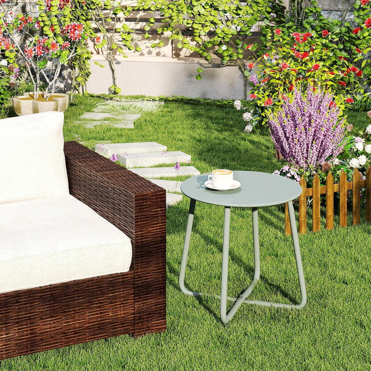 Beistelltisch Outdoor Balkontisch Klein Gartentisch Rund Metall Wetterfest Patio Terrasse