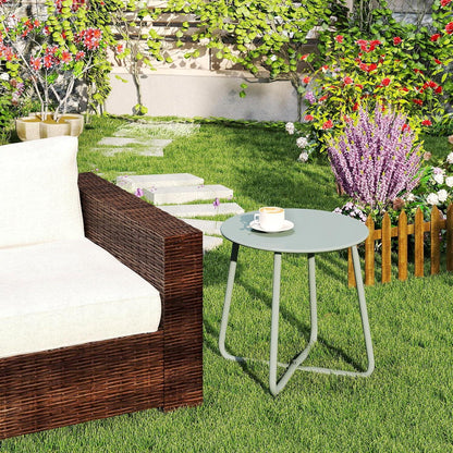 Beistelltisch Outdoor Balkontisch Klein Gartentisch Rund Metall Wetterfest Patio Terrasse
