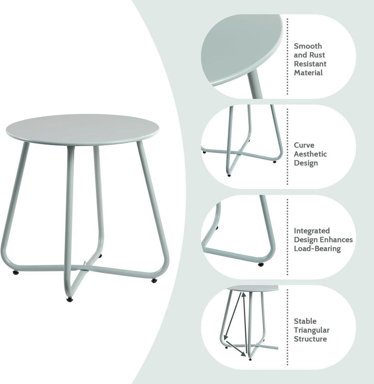 Kleiner metallischer Beistelltisch für Balkon & Terrasse - Rund & Wetterfest
