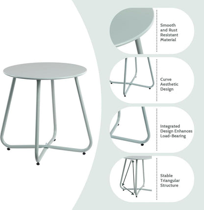 Kleiner metallischer Beistelltisch für Balkon & Terrasse - Rund & Wetterfest