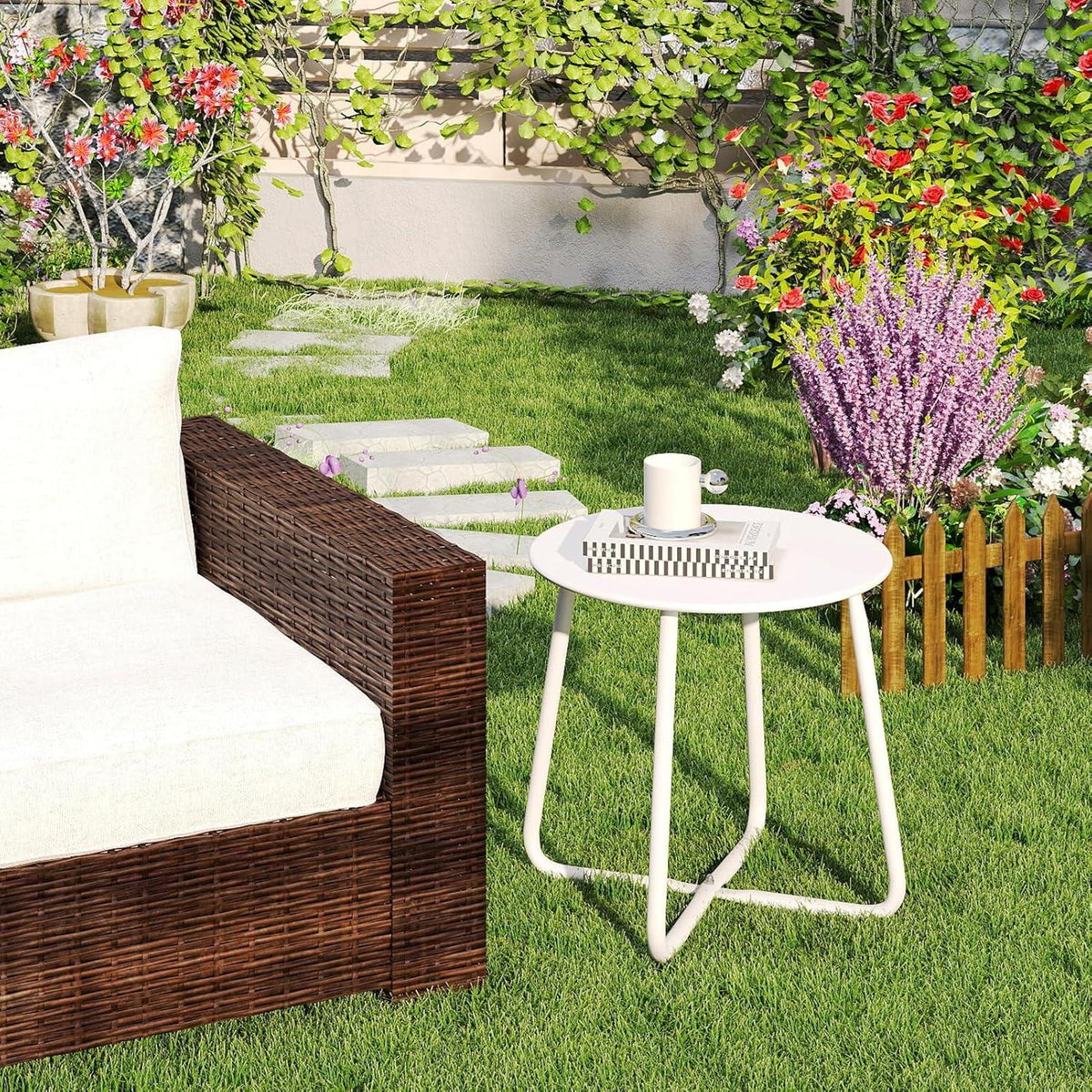 HollyHOME Beistelltisch Outdoor Balkontisch Klein Gartentisch Rund Metall