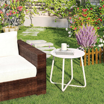 HollyHOME Beistelltisch Outdoor Balkontisch Klein Gartentisch Rund Metall