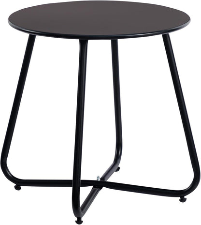 HollyHOME Balkontisch Klein Gartentisch Rund Metall Wetterfest Schwarz