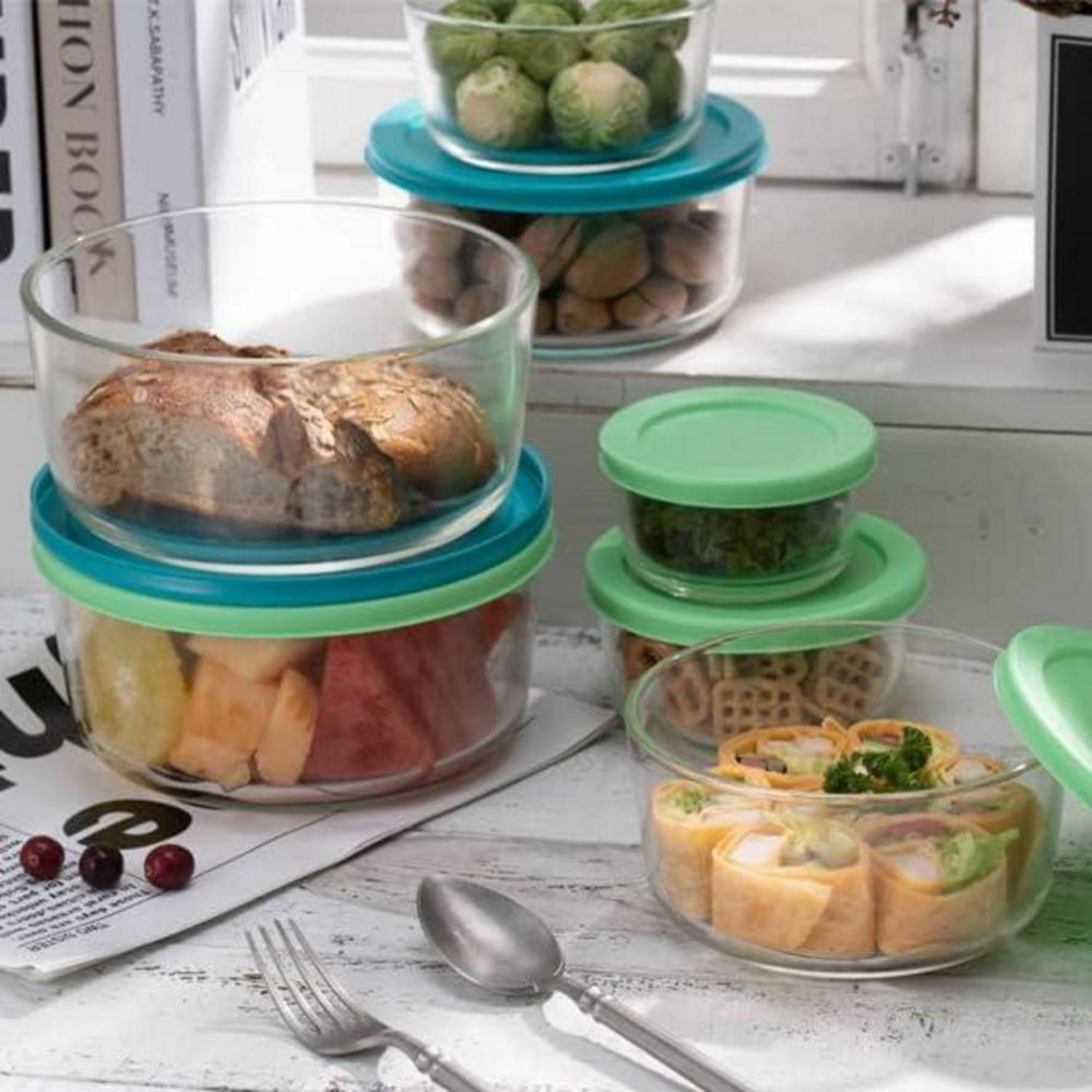 Vorratsdosen Glas Salatschüssel mit Deckel rund 12er-Set