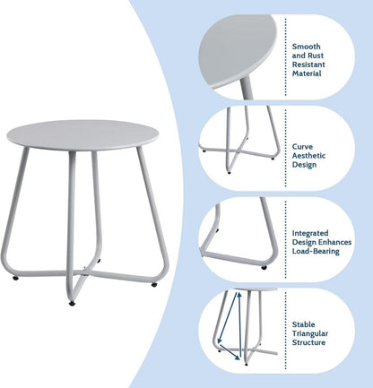 Beistelltisch Outdoor Gartentisch Balkon Tisch Rund Grau
