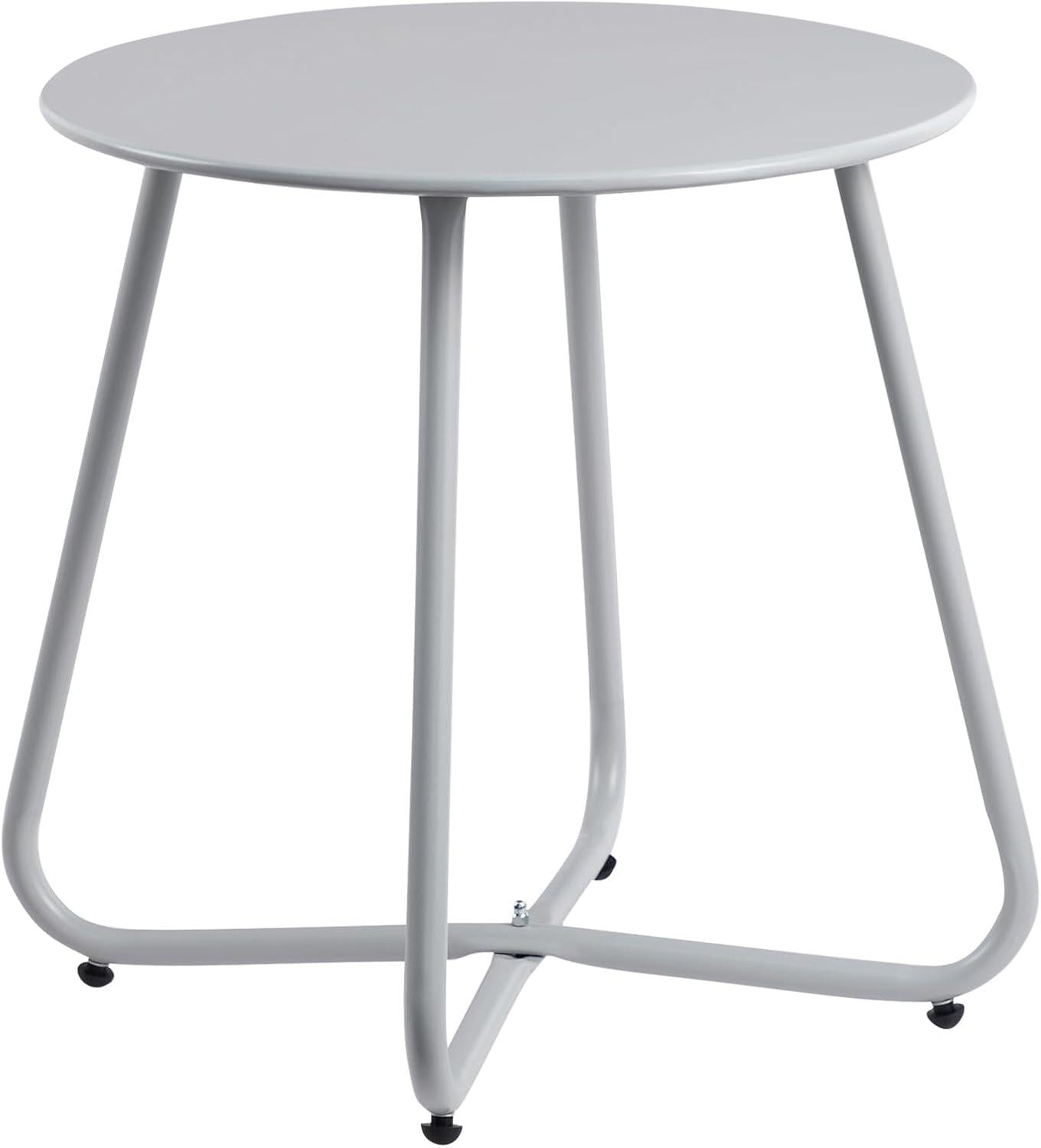 Beistelltisch Outdoor Gartentisch Balkontisch Runder Patio Metalltisch Terrasse Grau