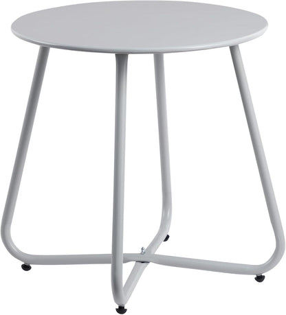 Beistelltisch Outdoor Gartentisch Balkontisch Runder Patio Metalltisch Terrasse Grau