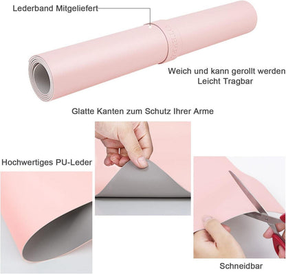 Schreibtischunterlage Mauspad Doppelseitig Rosa+Grau 90x43cm