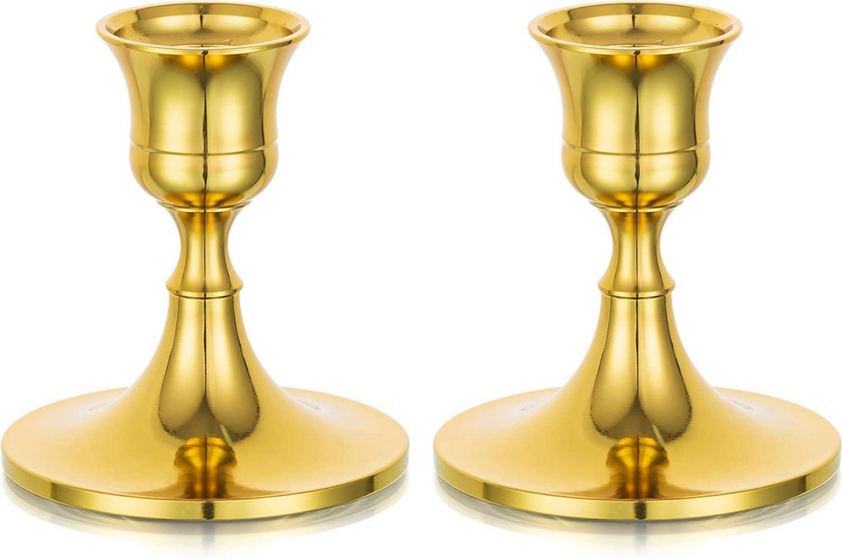 Goldener Kerzenständer 4er Set Vintage Retro Tischdeko 7,5cm