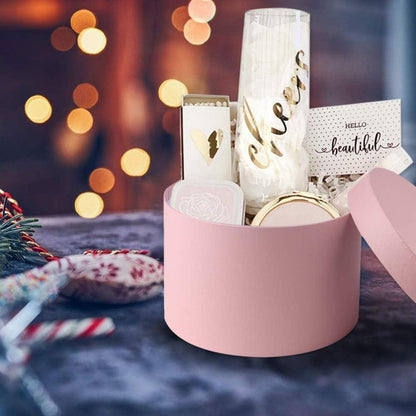 4er Set Runde Geschenkboxen mit Deckel in