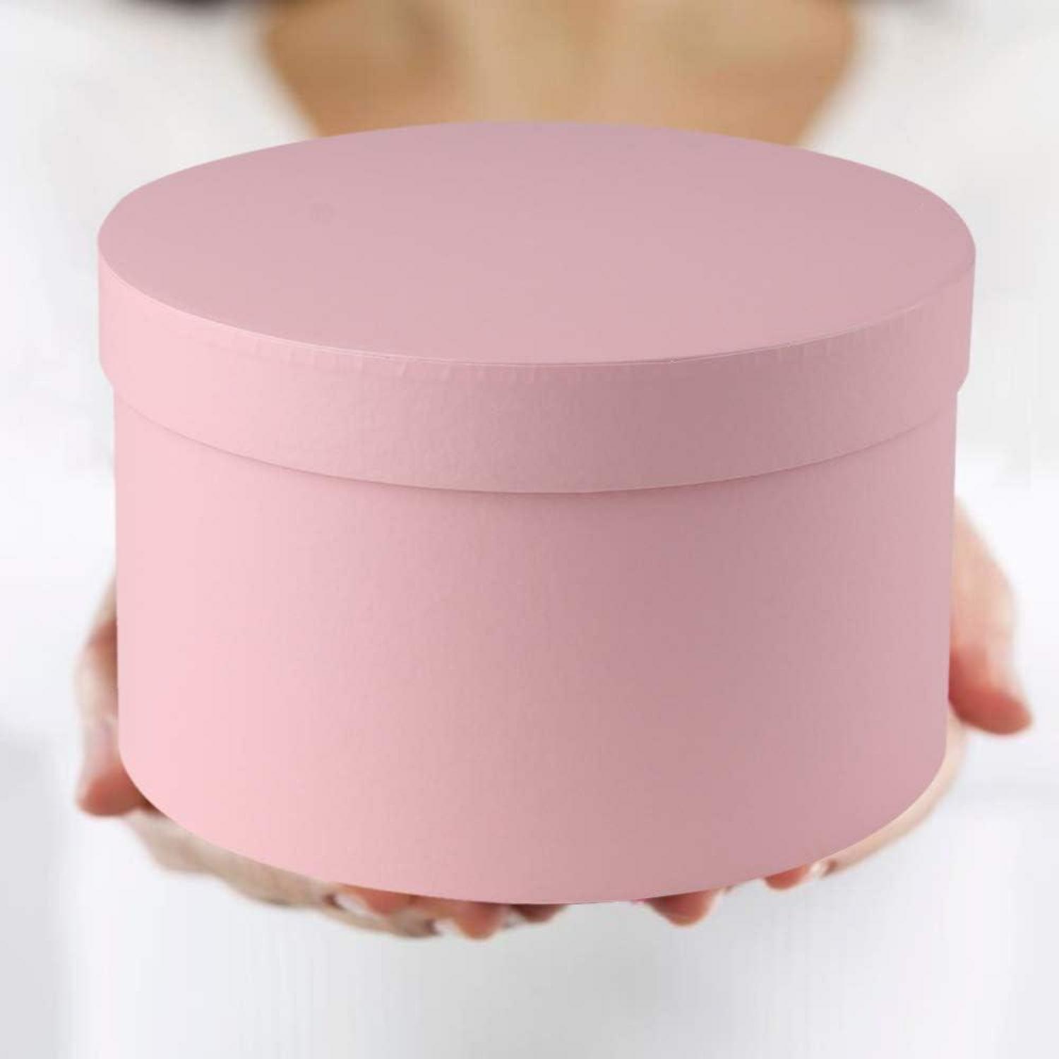 4er Set Geschenkbox Rund Karton Aufbewahrungsbox mit Deckel, Rosa