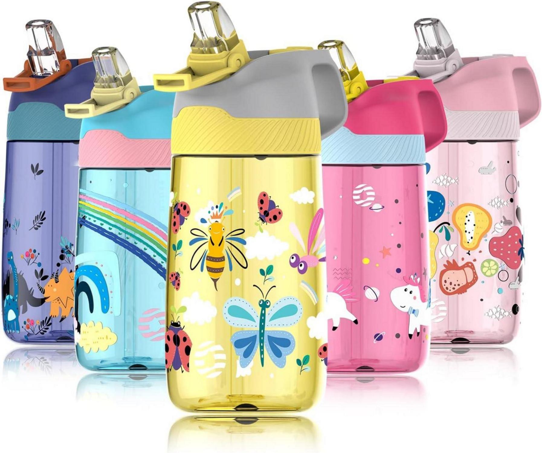 Trinkflasche Kinder mit Strohhalm 450ml Tritan Auslaufsicher BPA-frei