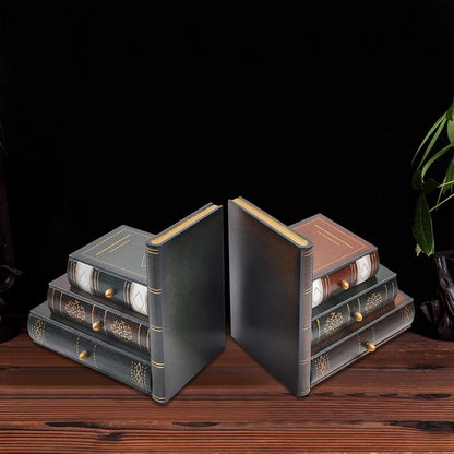 Dekorative Vintage-Buchstützen aus Holz für Büro und