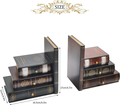 Dekorative Vintage-Buchstützen aus Holz für Büro und