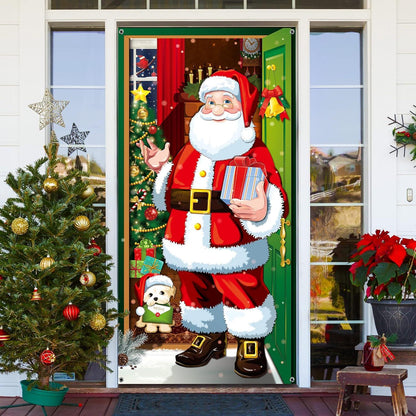 Weihnachten Tür Abdeckung Weihnachtsmann Hintergrund Banner - Rot