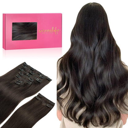 Echthaar Clip Ins Dunkelbraun 40cm - 150g