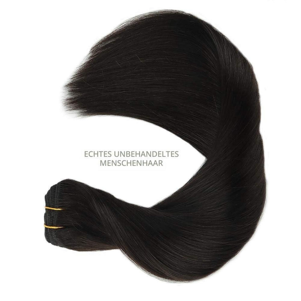 Clip-in Haarverlängerungen Echthaar 150g 50cm Schwarz