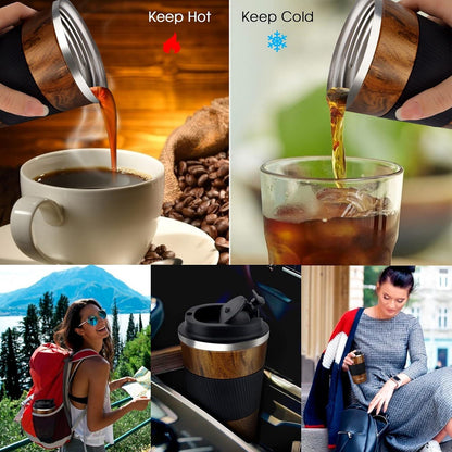 Tlater Kaffeebecher to go 380ml Thermobecher Edelstahl Vakuum Doppelwandig