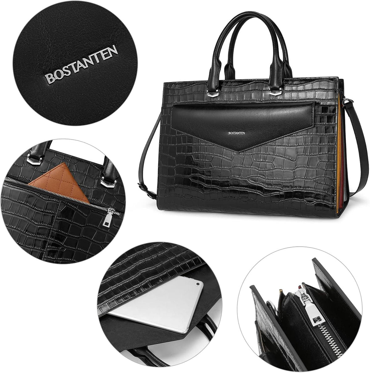 BOSTANTEN Damen Aktentasche Leder 15.6 Zoll Schultertasche Business