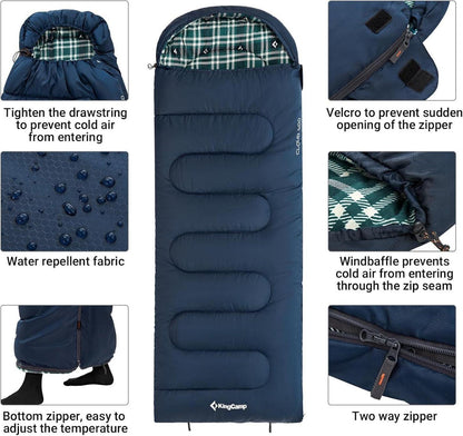 Outdoor Deckenschlafsack 3-4 Jahreszeiten Camping 300g/400g Füllung