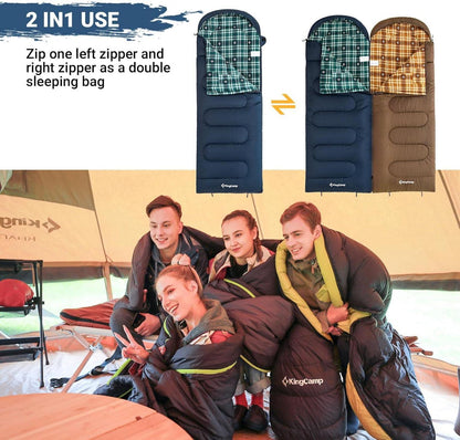 Outdoor Schlafsack KingCamp Decke 400g Füllung Camping 3-4 Jahreszeiten