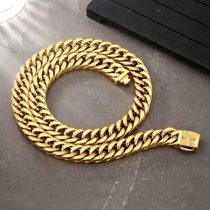 Panzerkette Armband Herren Edelstahl 18K Gold Cuban Link