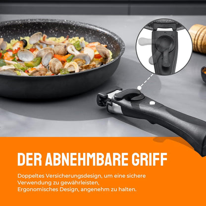 Antihaft Pfannen-Set 4tlg abnehmbarer Griff induktionsgeeignet