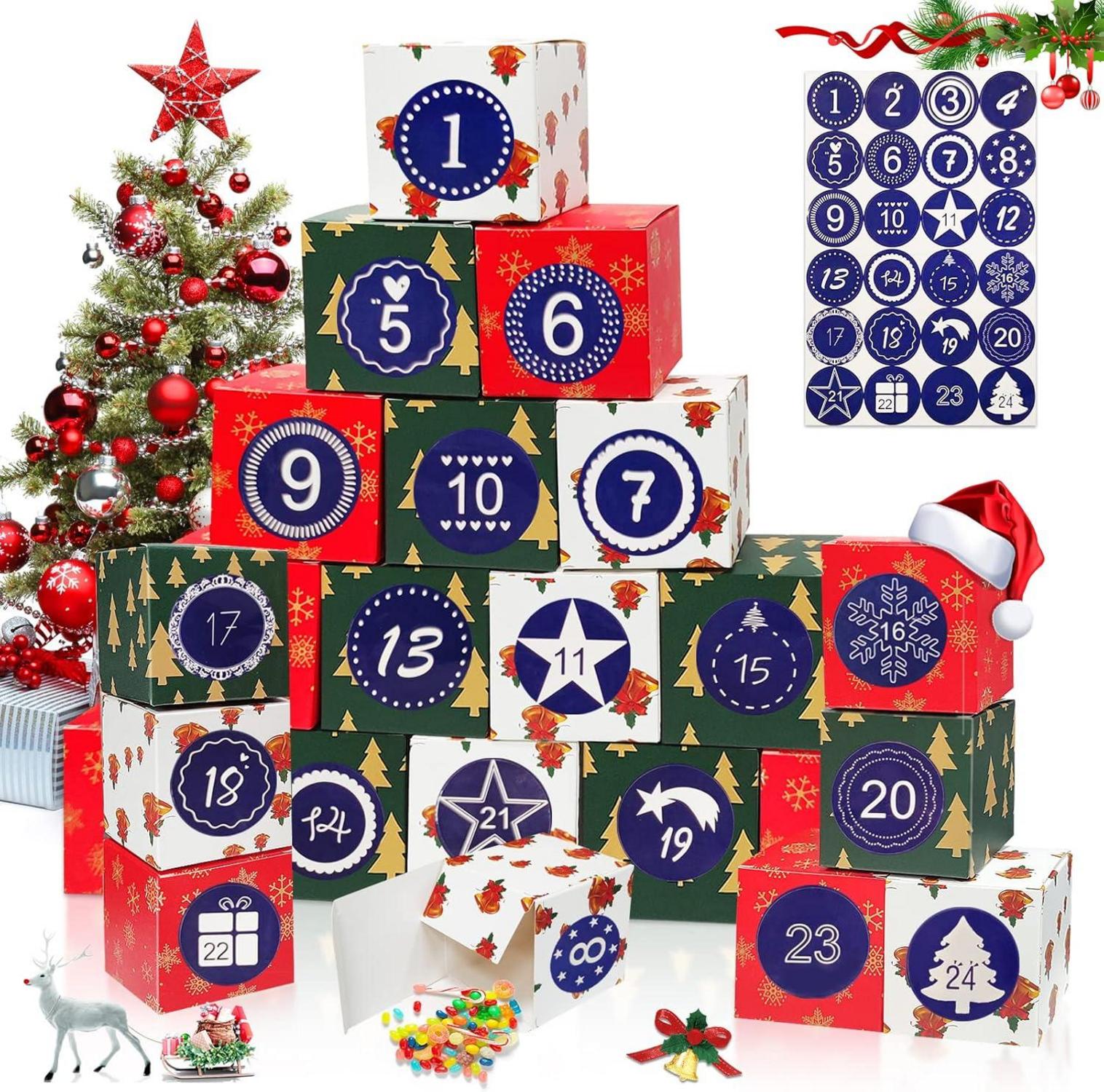 Adventskalender zum Befüllen Weihnachtskalender DIY Geschenkbox 24