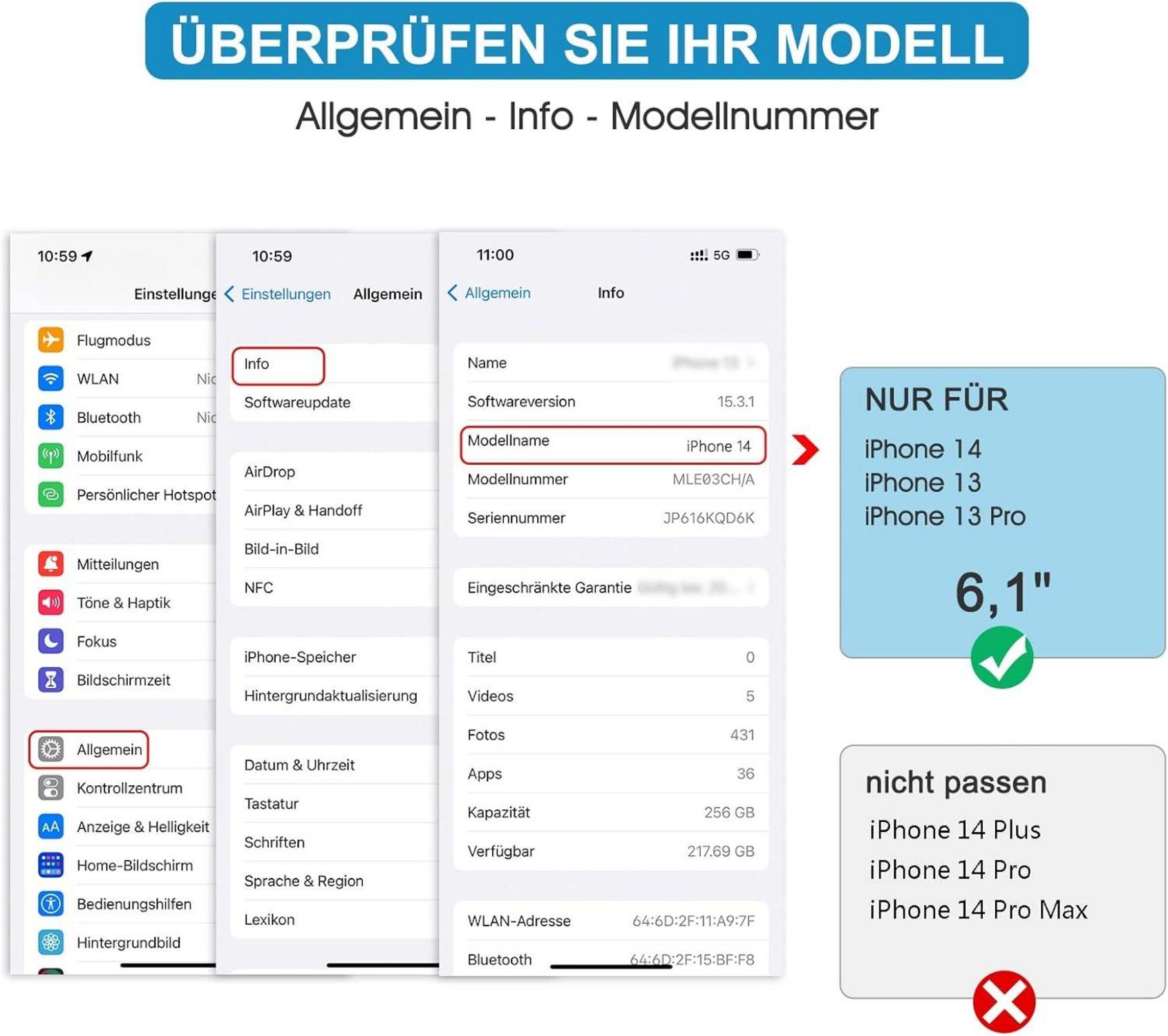 iPhone 14 Sichtschutzfolie 2022, iPhone 13/13 Pro 2021, 9H