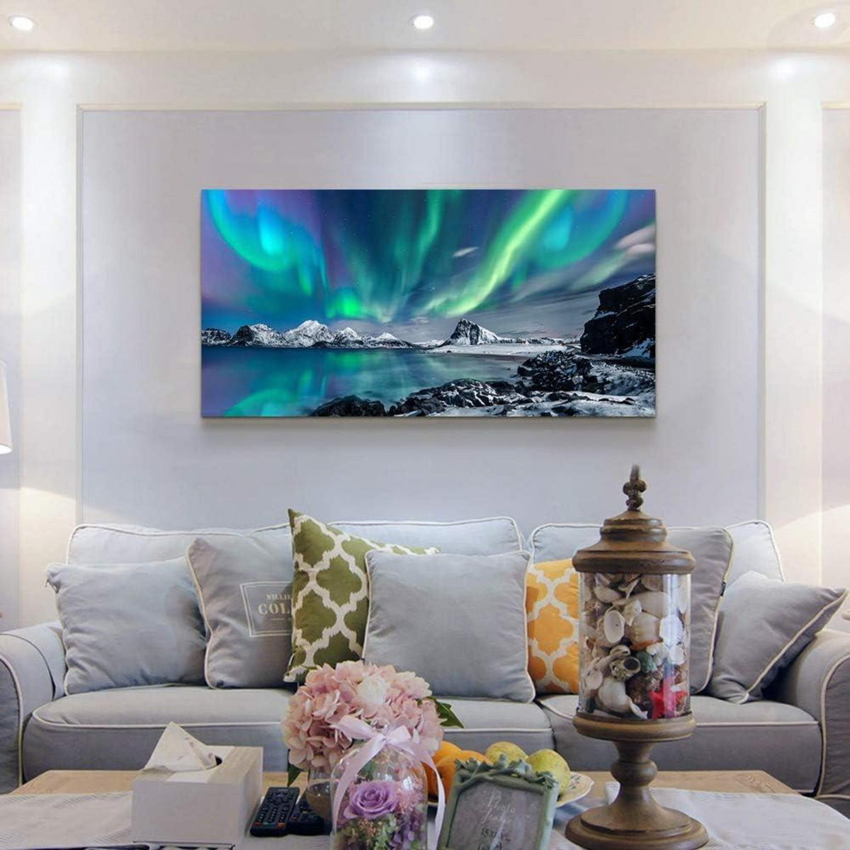 Nordlichter Polarlicht Sternenhimmel Leinwandbild 100x50cm