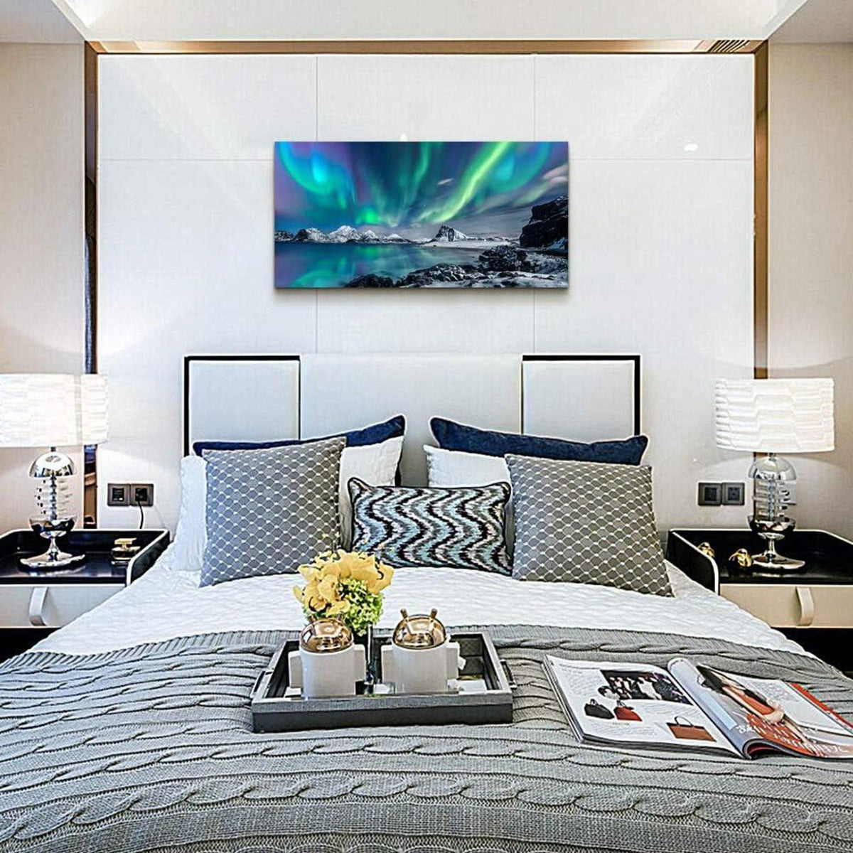 Moderne Nordlichter Leinwandbild 100x50 cm Wohnzimmer Schlafzimmer