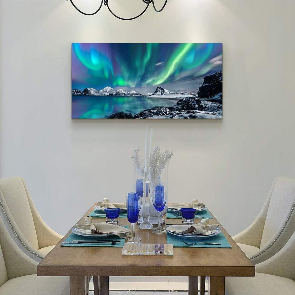 Bild Leinwand Nordlichter Polarlicht Wohnzimmer Schlafzimmer Küche Badezimmer 100x50 cm