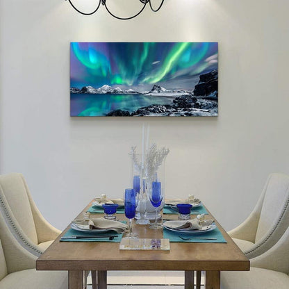 Bild Leinwand Nordlichter Polarlicht Wohnzimmer Schlafzimmer Küche Badezimmer 100x50 cm