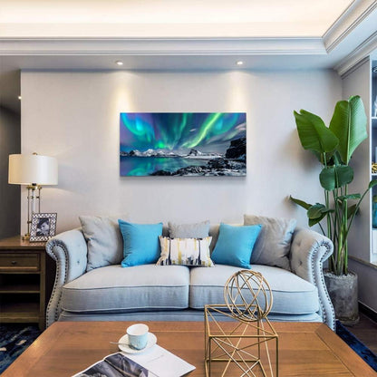 Polarlicht Nordlichter Sternenhimmel Leinwandbild 100x50 Wohnzimmer Schlafzimmer