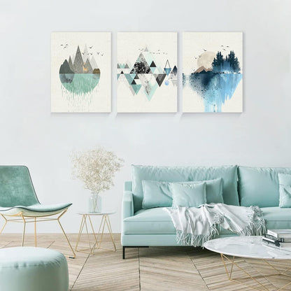 Abstrakte Grün Blau Berg Landschaft Leinwand Wandkunst