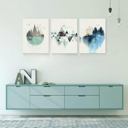 Abstrakte Grün Blau Landschaft Leinwand Wandkunst 30x40x3cm