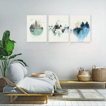 Abstrakte Grün Blau Landschaft Leinwand Wandkunst 30x40x3cm