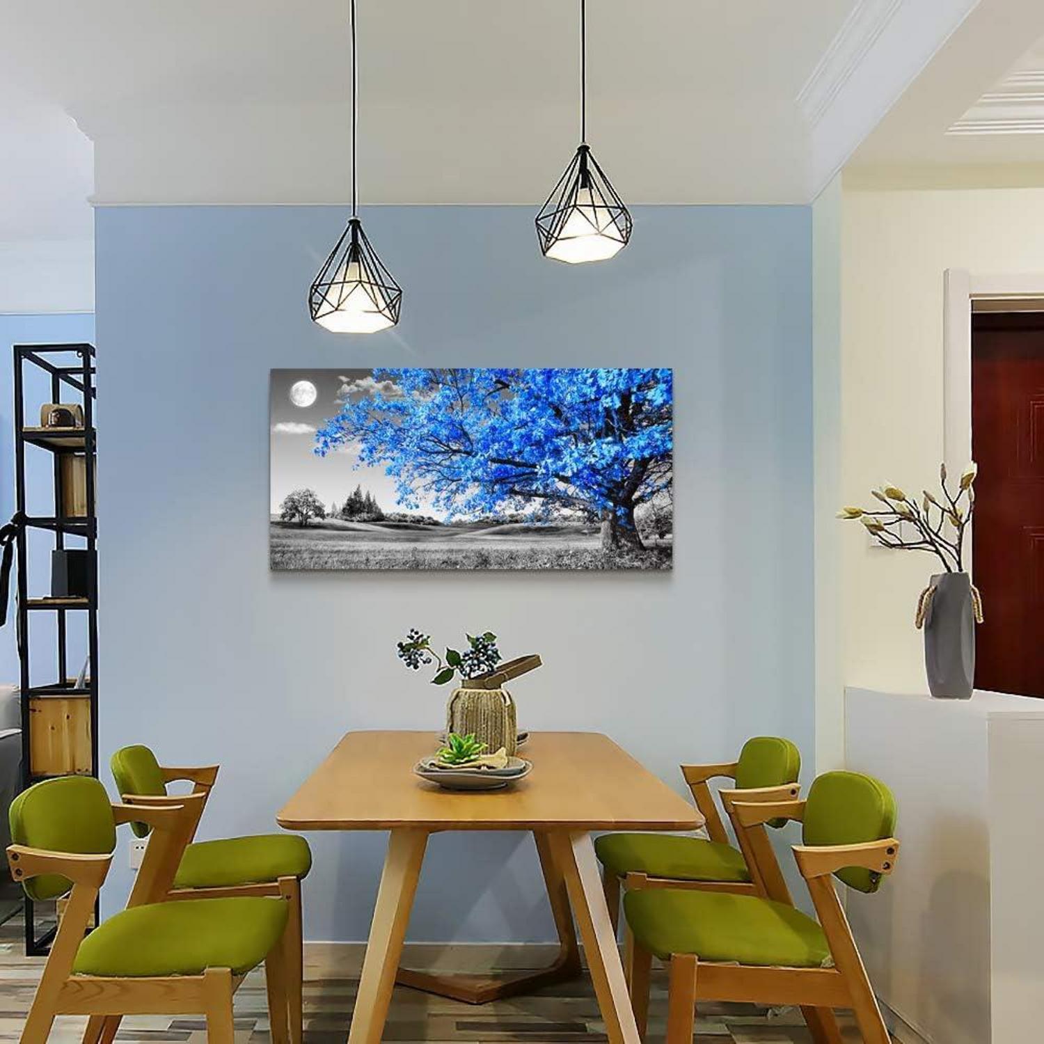 Leinwandbild Blauer Baum 100x50 cm Wohnzimmer Schlafzimmer Küche Bad