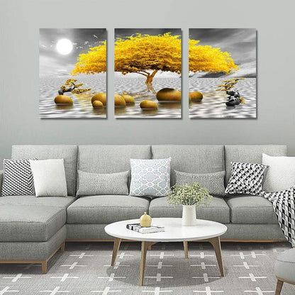 Bilder Baum Gelb Natur Gold Leinwand Wohnzimmer Schlafzimmer Badezimmer 30x40cm 3er Set