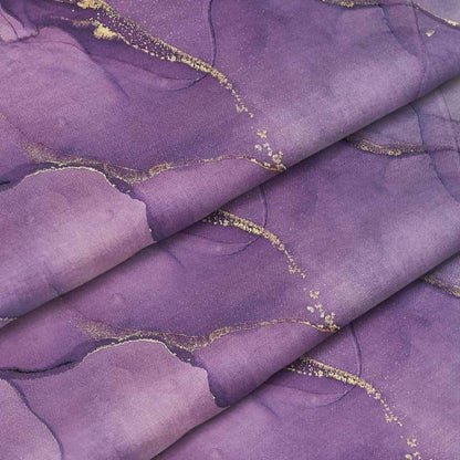 3tlg. Bettwäsche-Set Lila Gold Glitzer Marmor Design 220x240