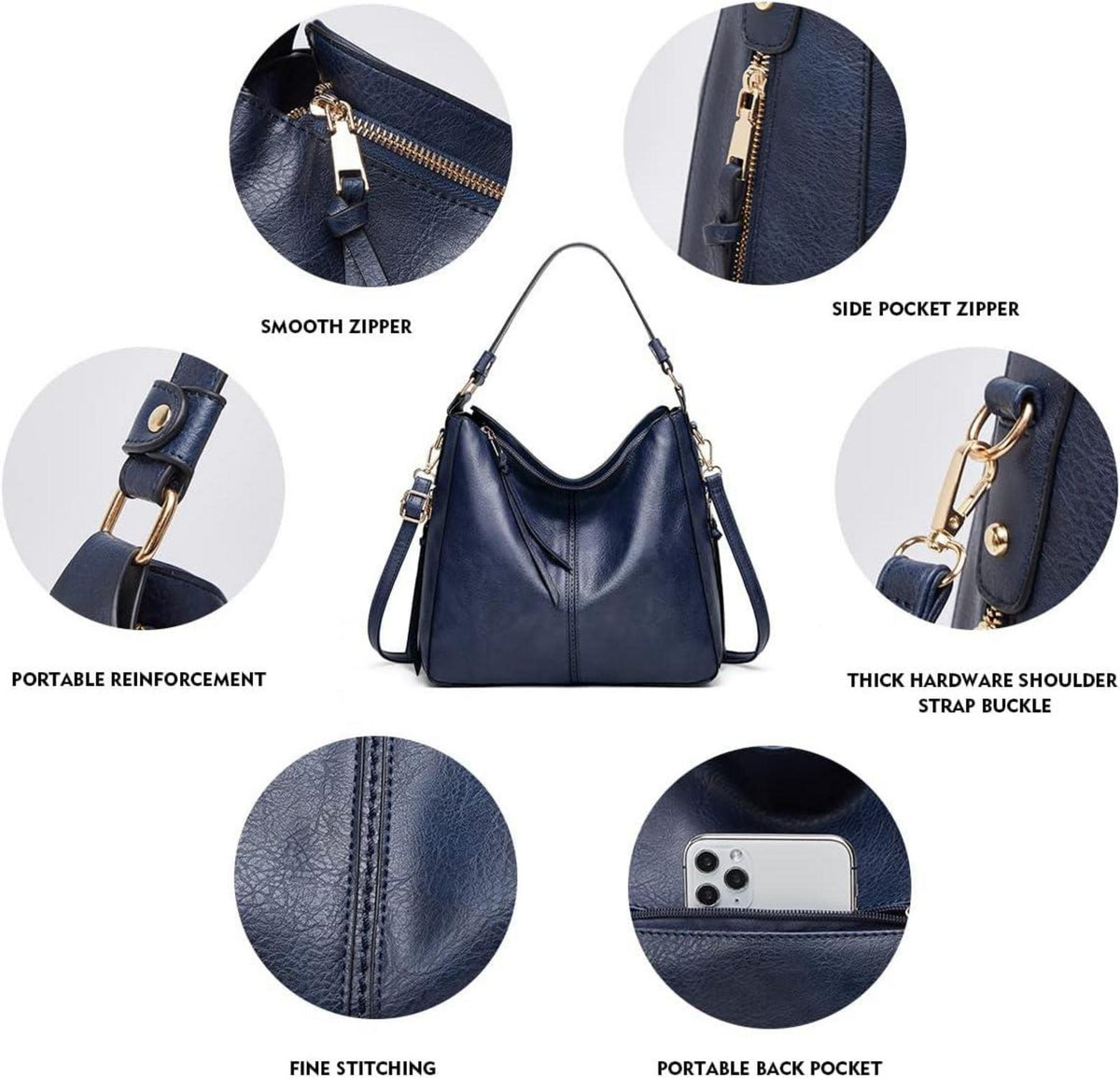 Pahajim Damen Handtaschen Set PU Leder 3er Set in Schwarz