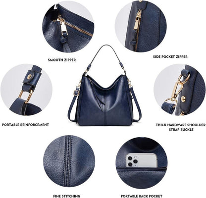 Pahajim Damen Handtaschen Set PU Leder 3er Set in Schwarz
