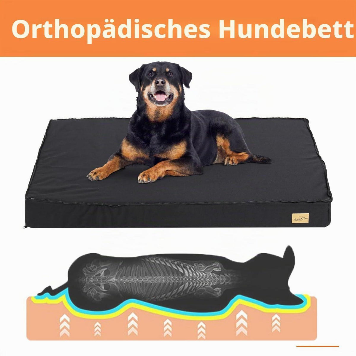 Orthopädisches Hundebett Groß – Waschbar & Rutschfest