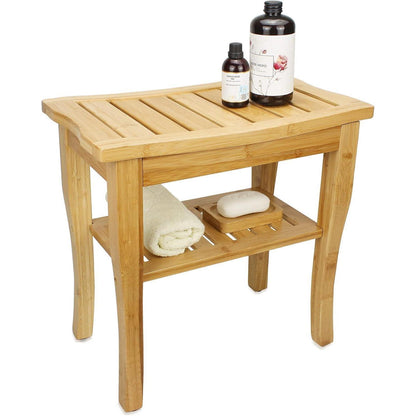 Bambus Duschbank 2-stufiger Holz Spa Badewannen Organizer