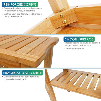 Bambus Duschbank 2-stufiger Holz Spa Badewannen Organizer