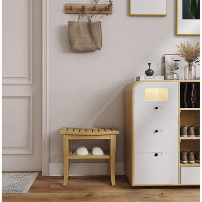 Bambus Duschbank 2-stufiger Holz Spa Badewannen Organizer