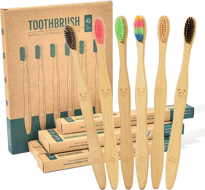 12er Pack Bambus Zahnbürsten mit Weichen Borsten - Eco