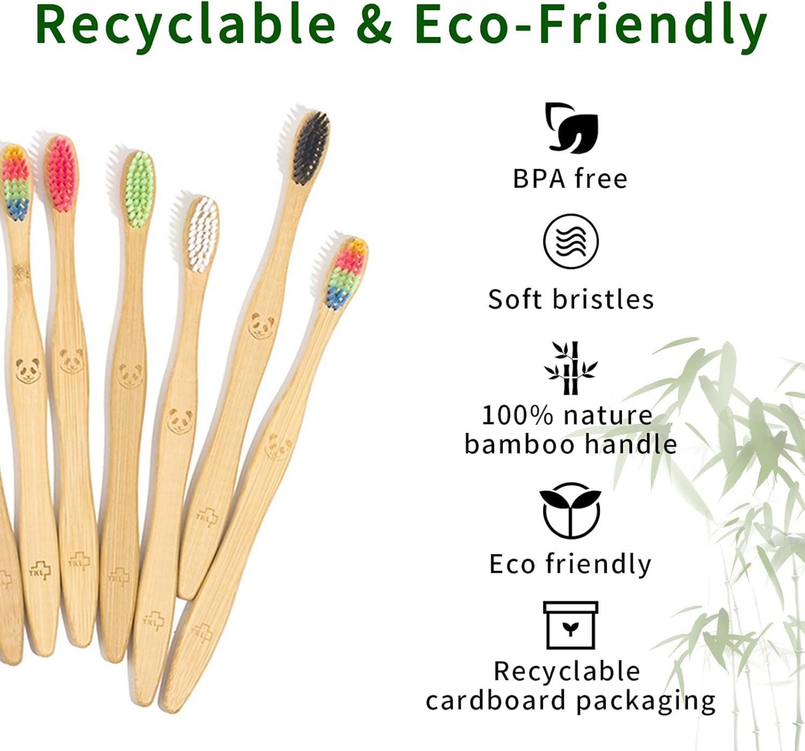 12er Pack Bambus Zahnbürsten mit weichen Borsten, natürliche Eco