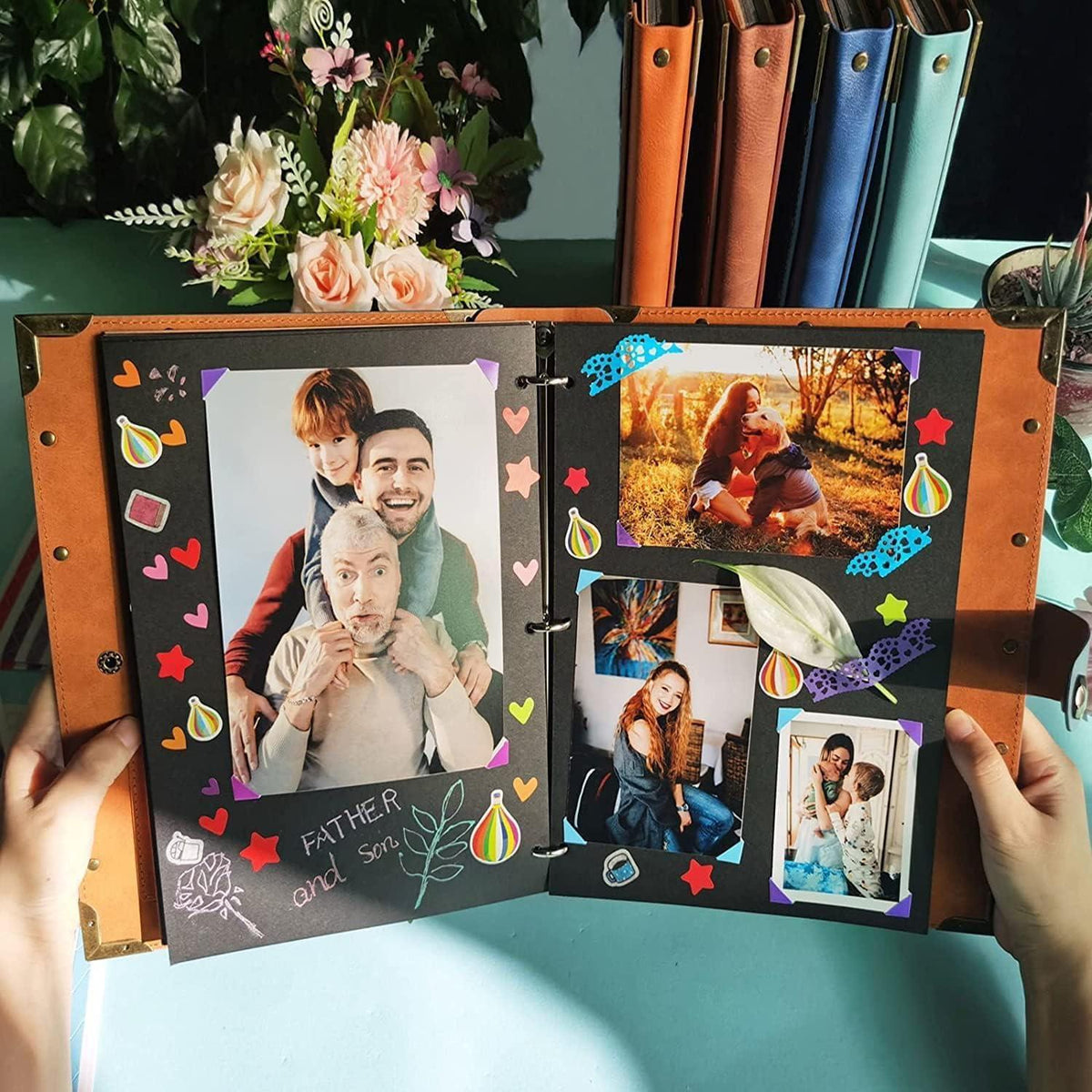 ZEEYUAN Fotoalbum Nieten Scrapbook Selbstgestalten 60 Blatt